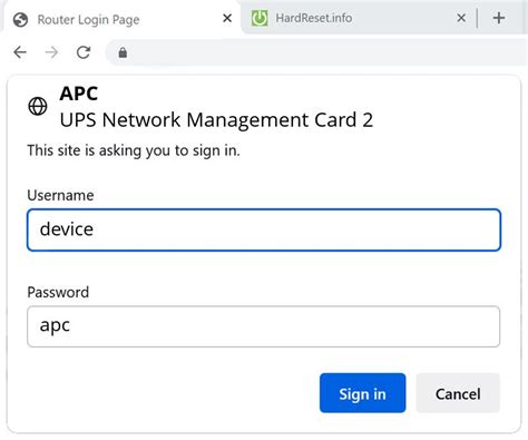 apc management card default password